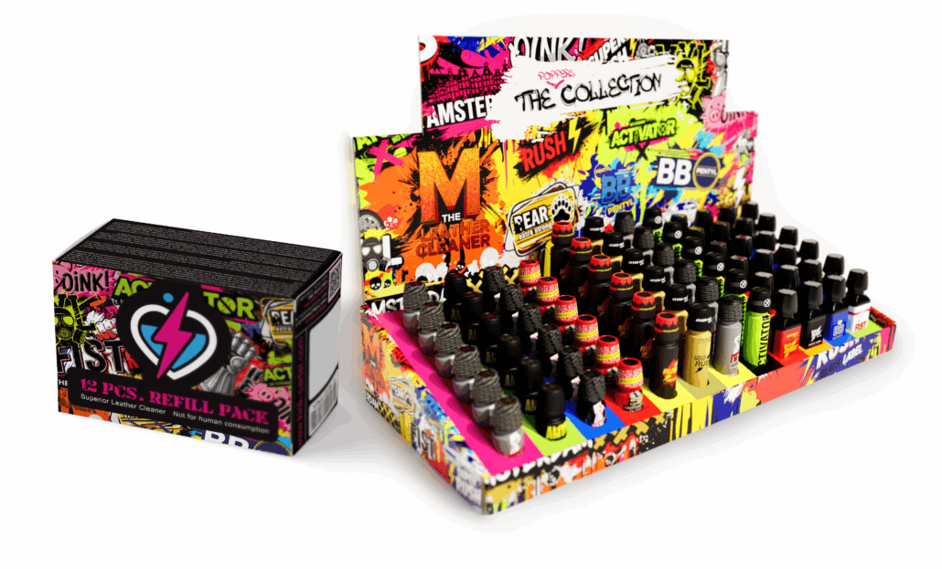 Wat zijn poppers? Complete informatieve gids voor 18+ 4 Catalogue Refill Pack and Display